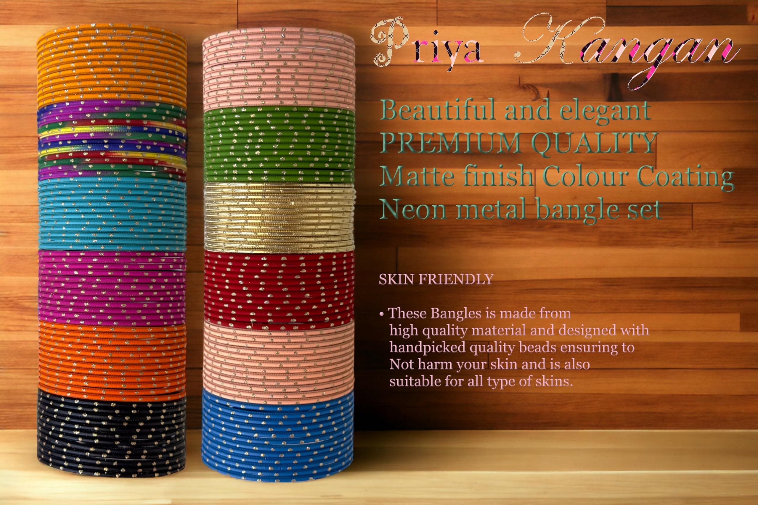 Exotic Nion Dot Matte Finish Metal Bangles For Indian Attires